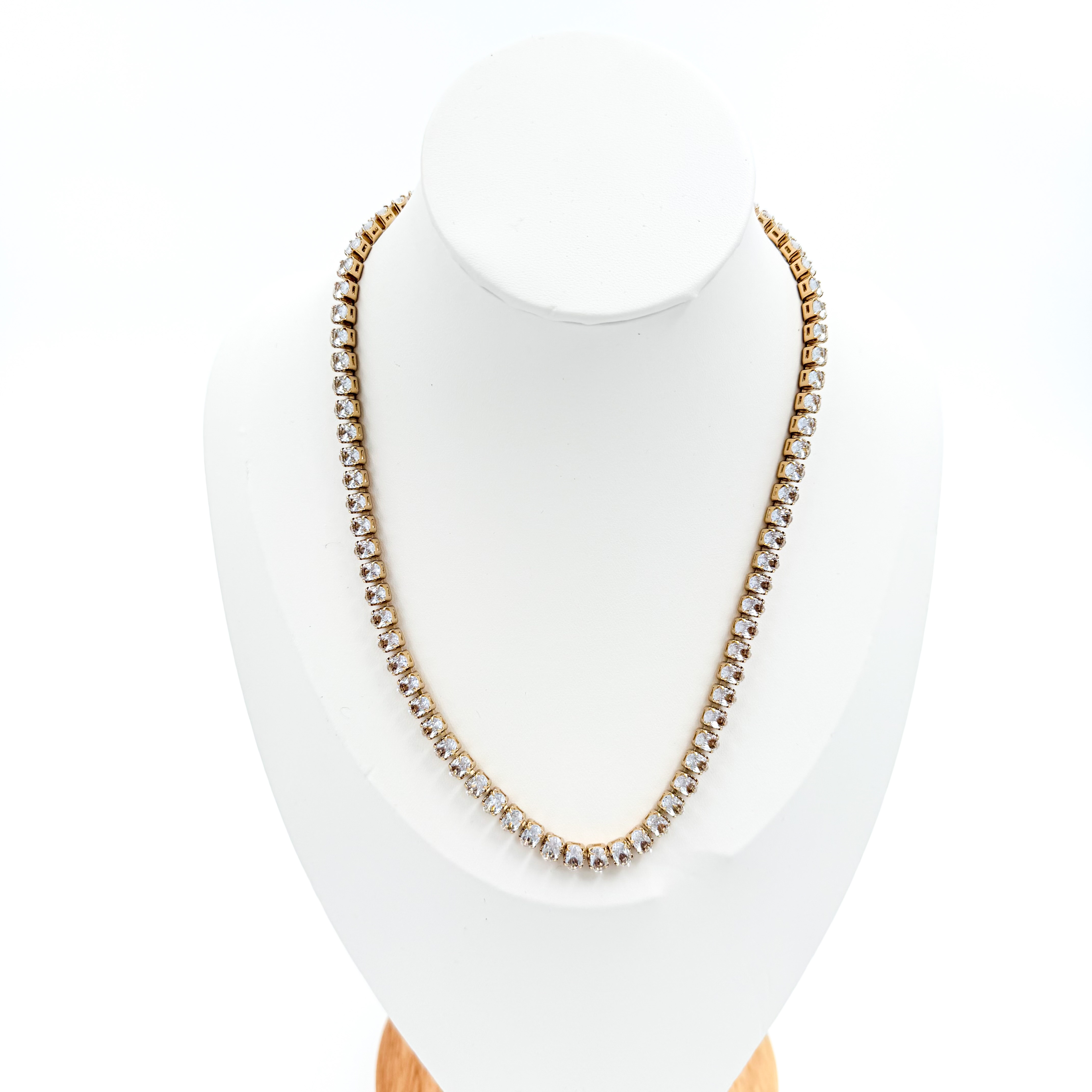 Κολιέ ατσάλινο χρυσό με στρας