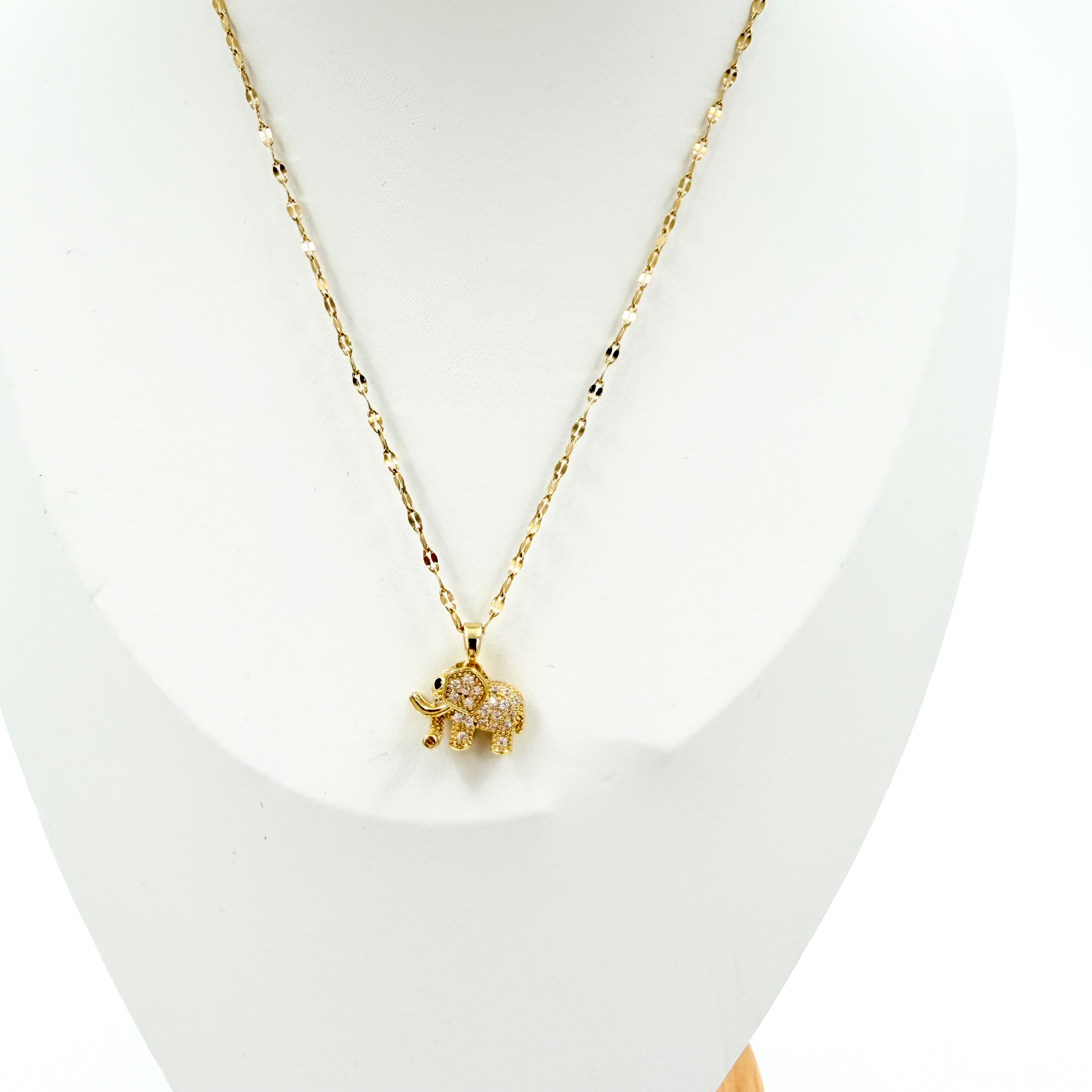 Κολιέ ατσάλινο ελεφαντάκι με στρας χρυσό