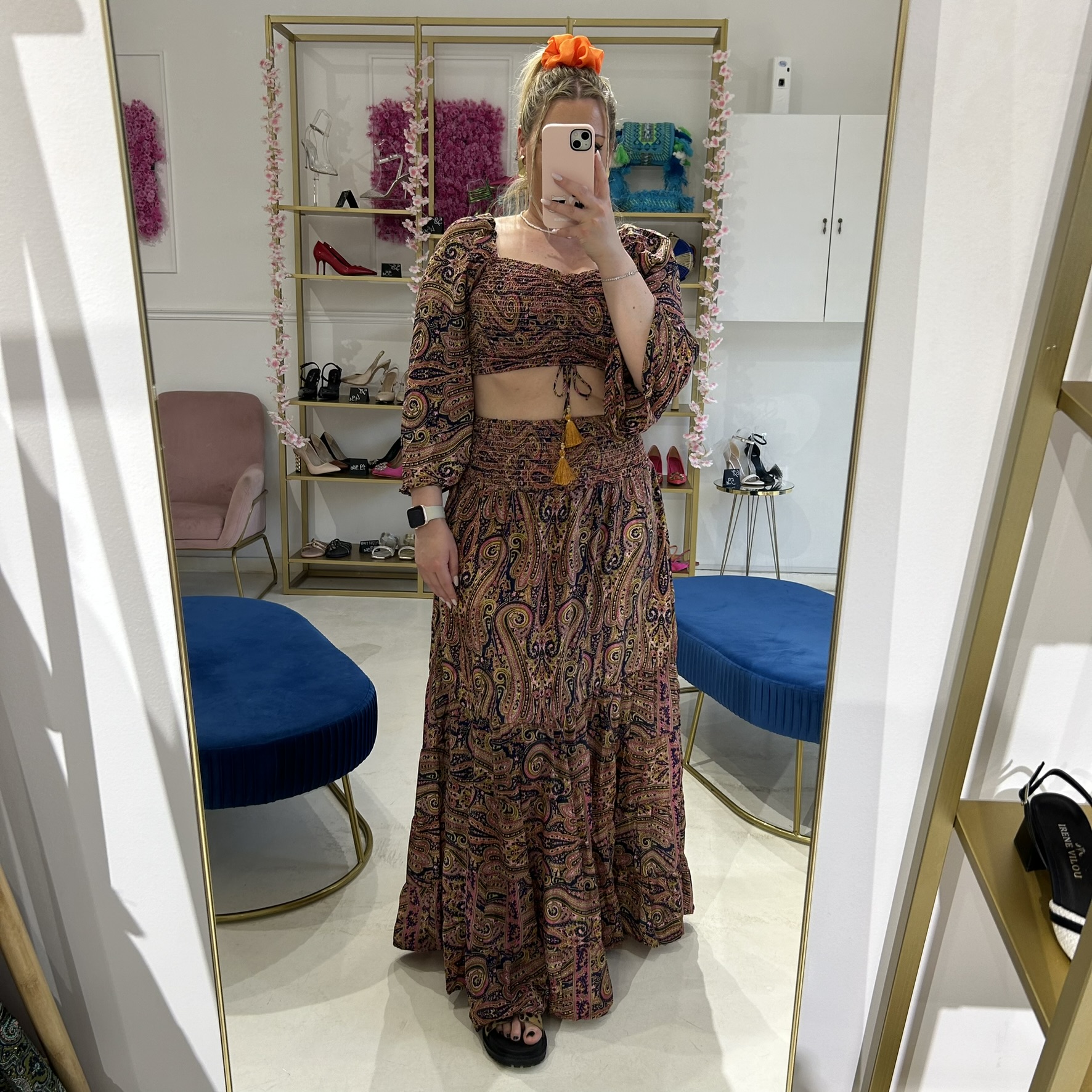 Σετ boho crop top και μάξι φούστα