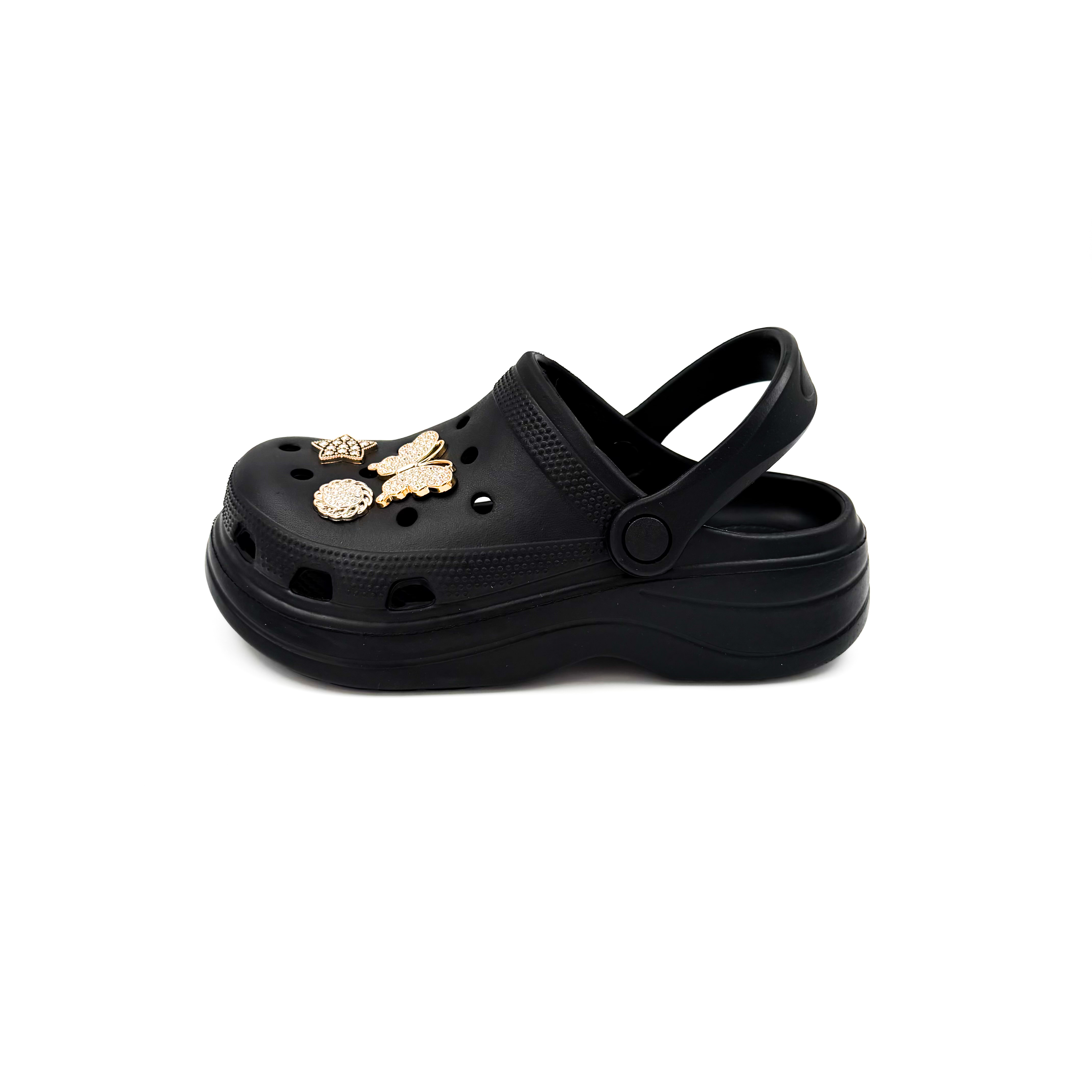 Παντόφλες σαμπό τύπου Crocs μαύρο