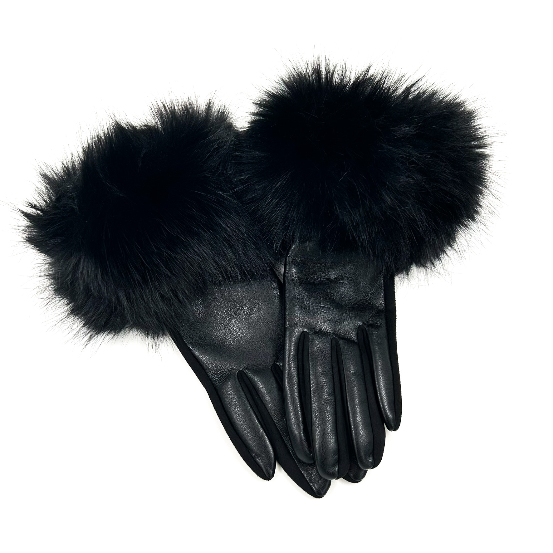 Γάντια με γούνα μαύρα