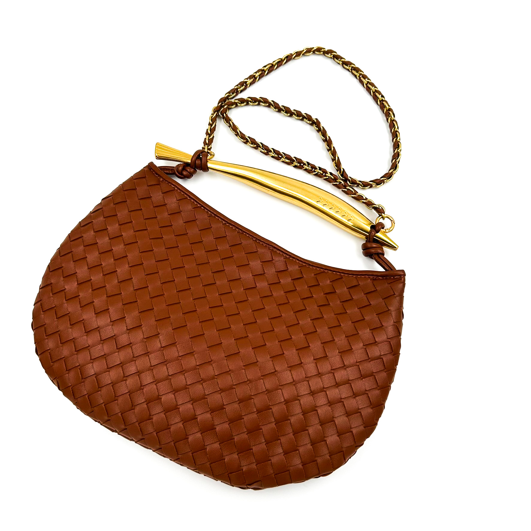 Τσάντα τύπου BOTTEGA VENETA καφέ