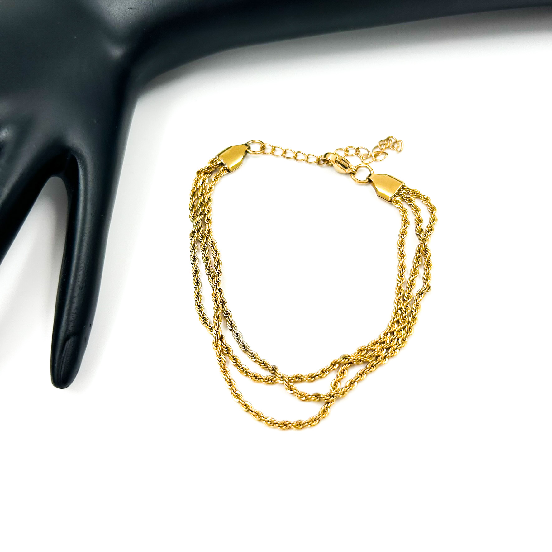 Βραχιόλι ατσάλινο τριπλή αλυσίδα λεπτή χρυσό