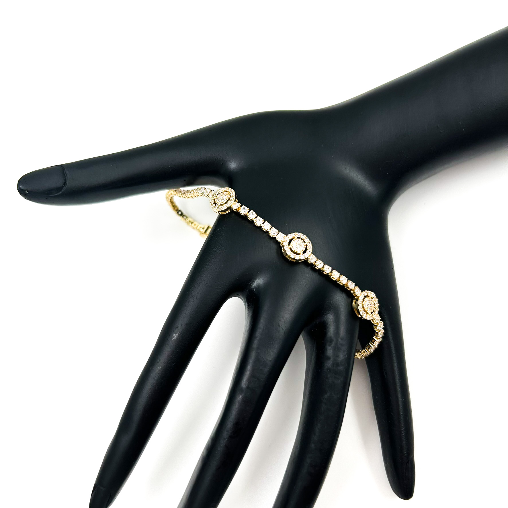 Βραχιόλι ατσάλινο με στρας χρυσό