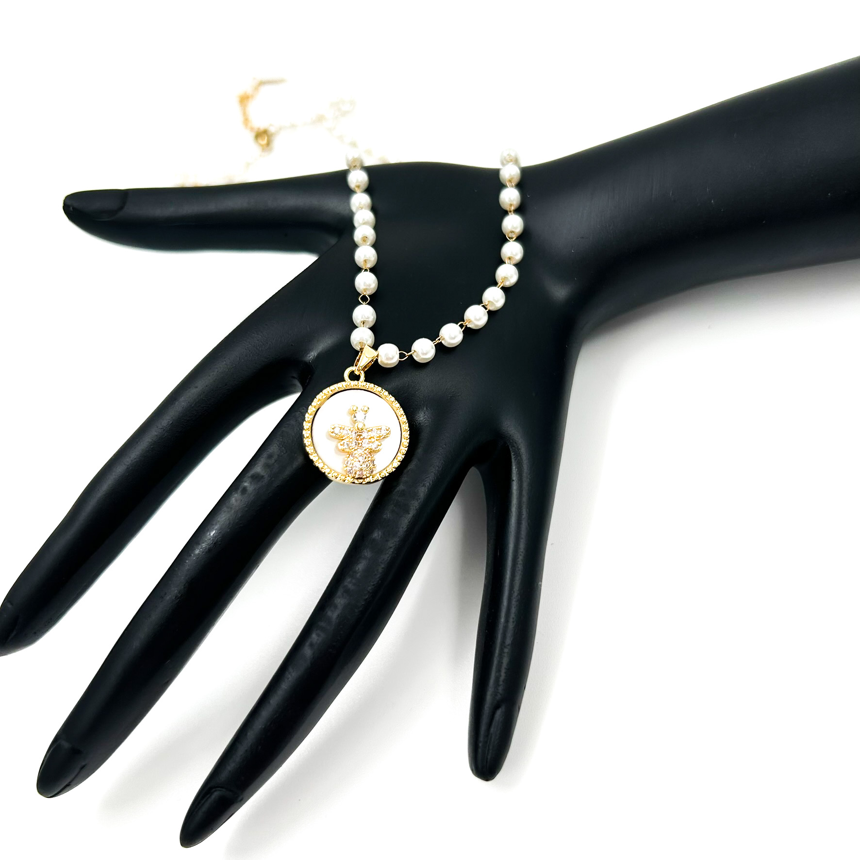 Κολιέ ατσάλινο με πέρλες