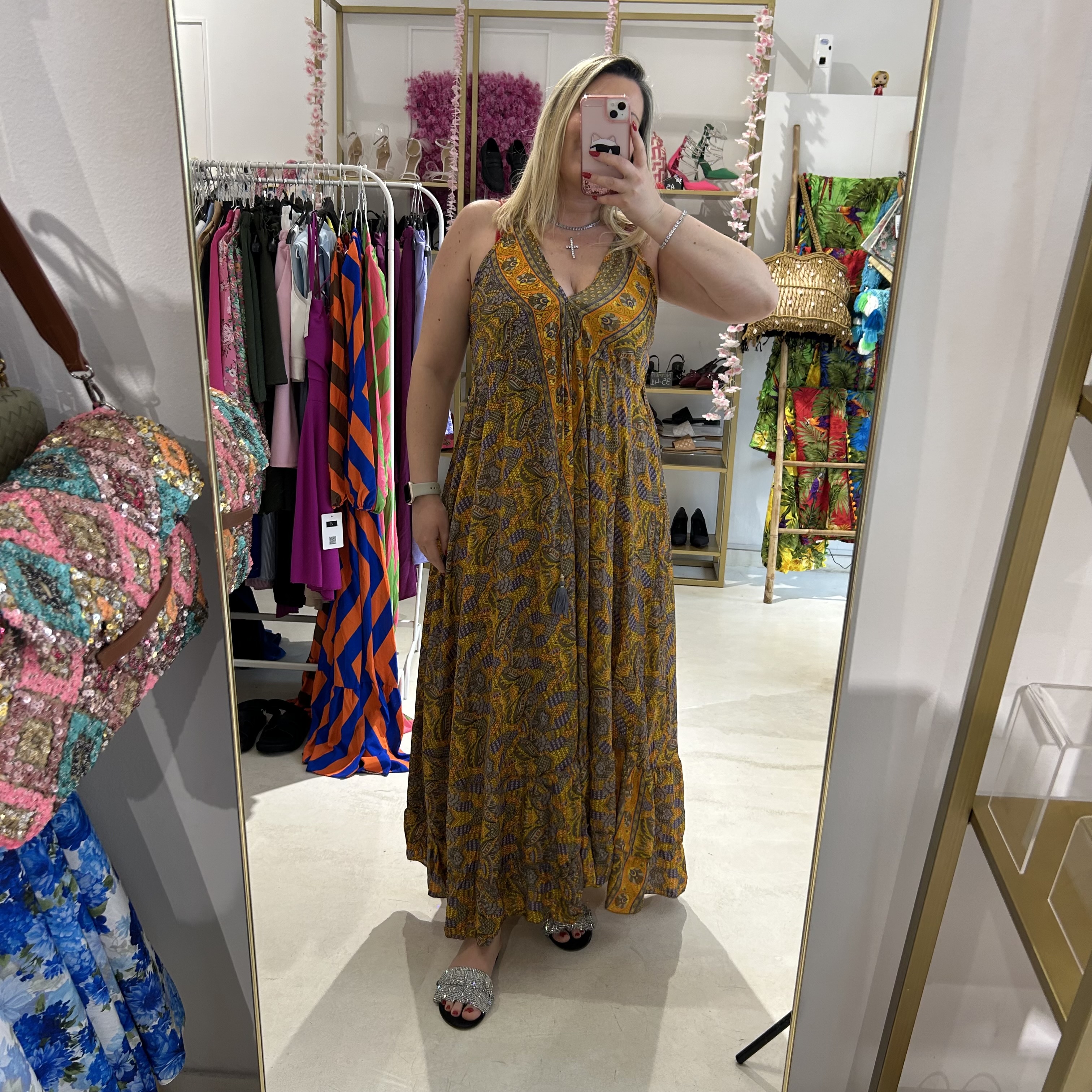 Φόρεμα boho με βολάν