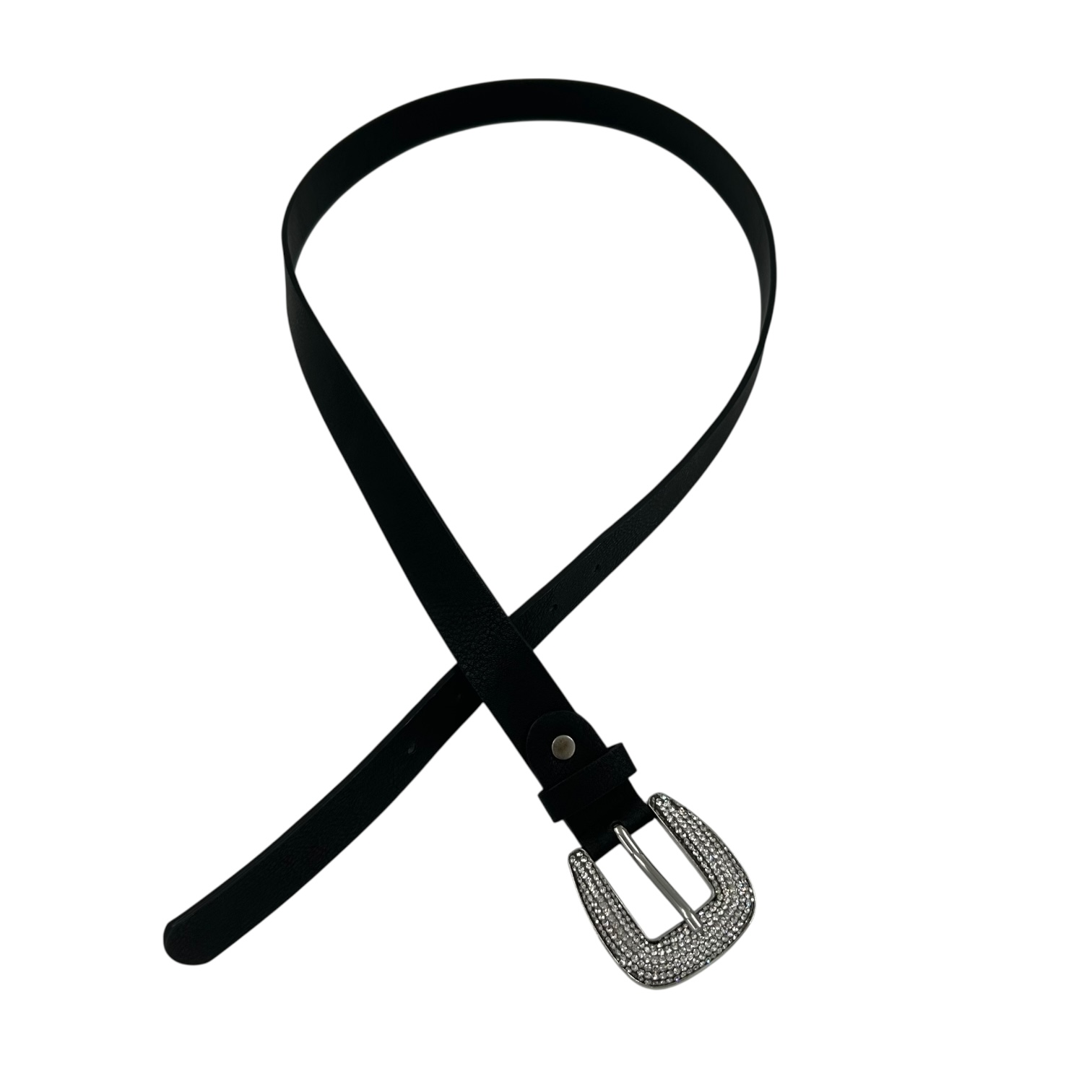 Ζώνη μαύρη με αγκράφα από στρας