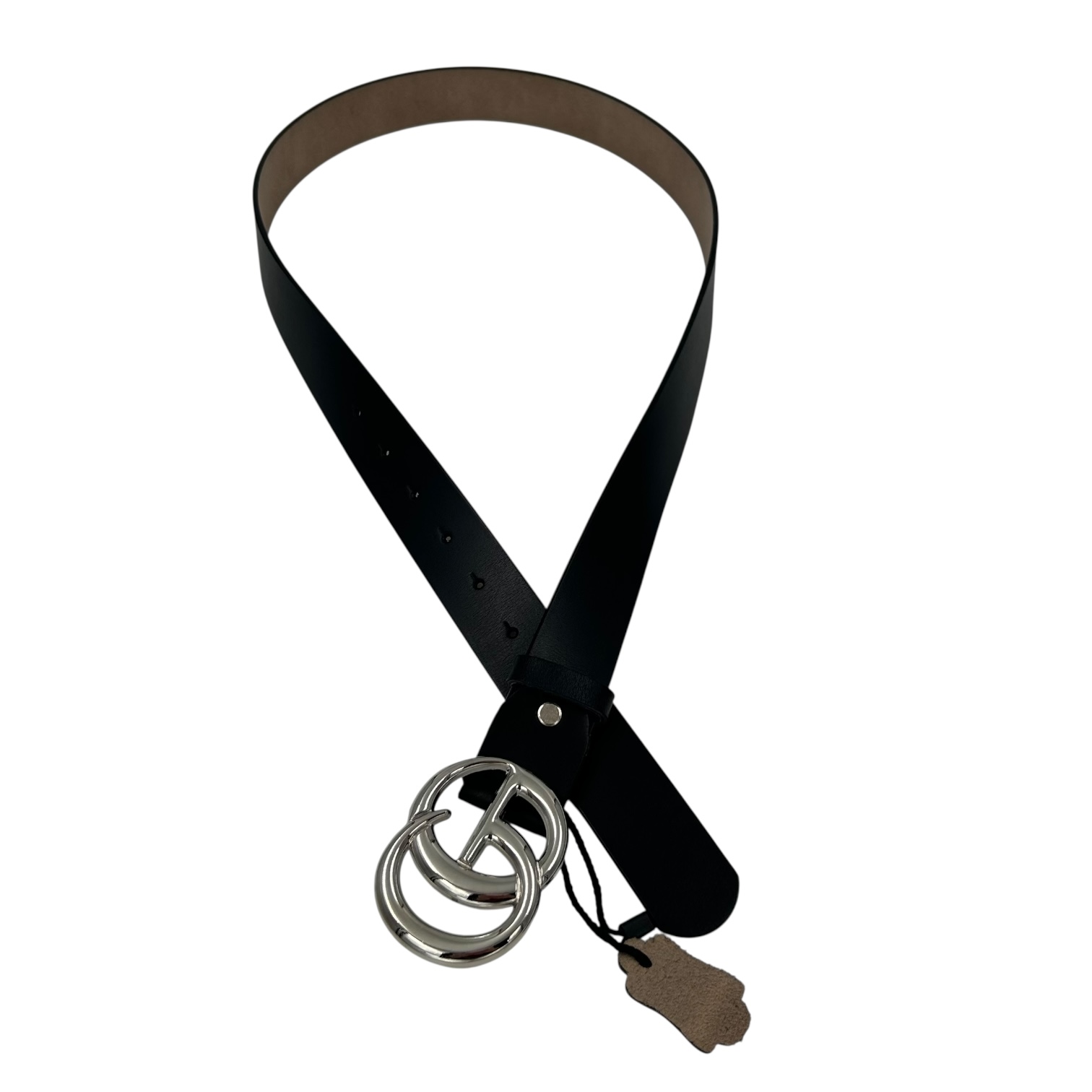 Δερμάτινη ζώνη μαύρη με ασημί αγκράφα