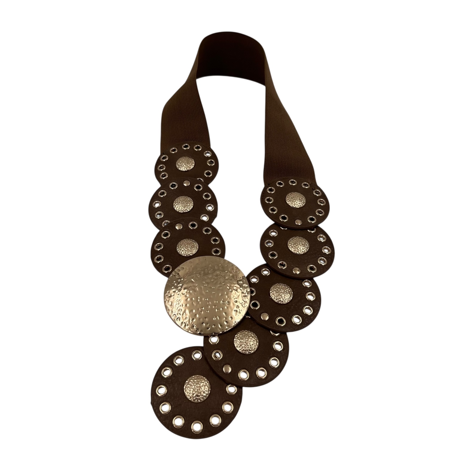 Ζώνη greige με χρυσή αγκράφα Bohemian style