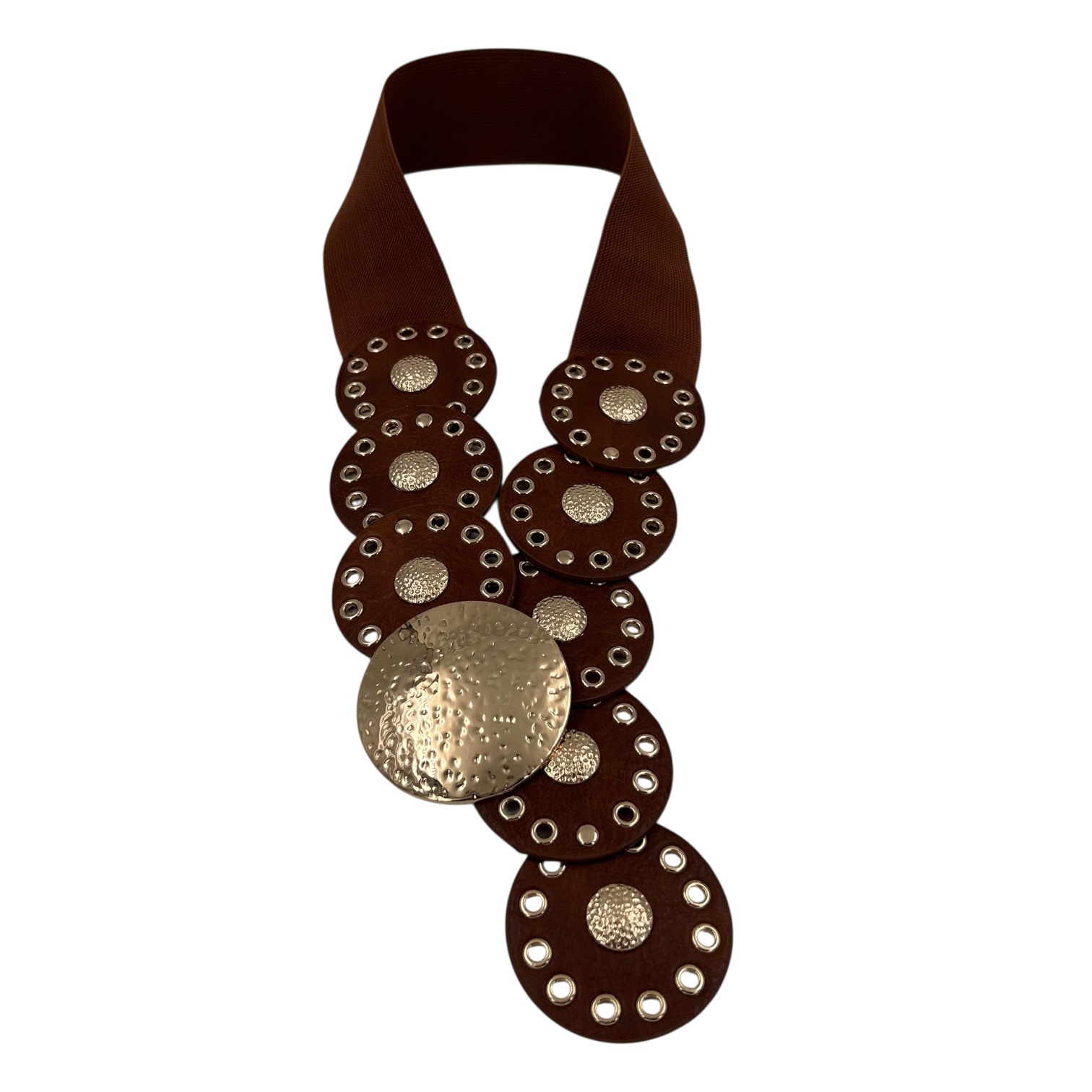 Ζώνη καφέ με χρυσή αγκράφα Bohemian style