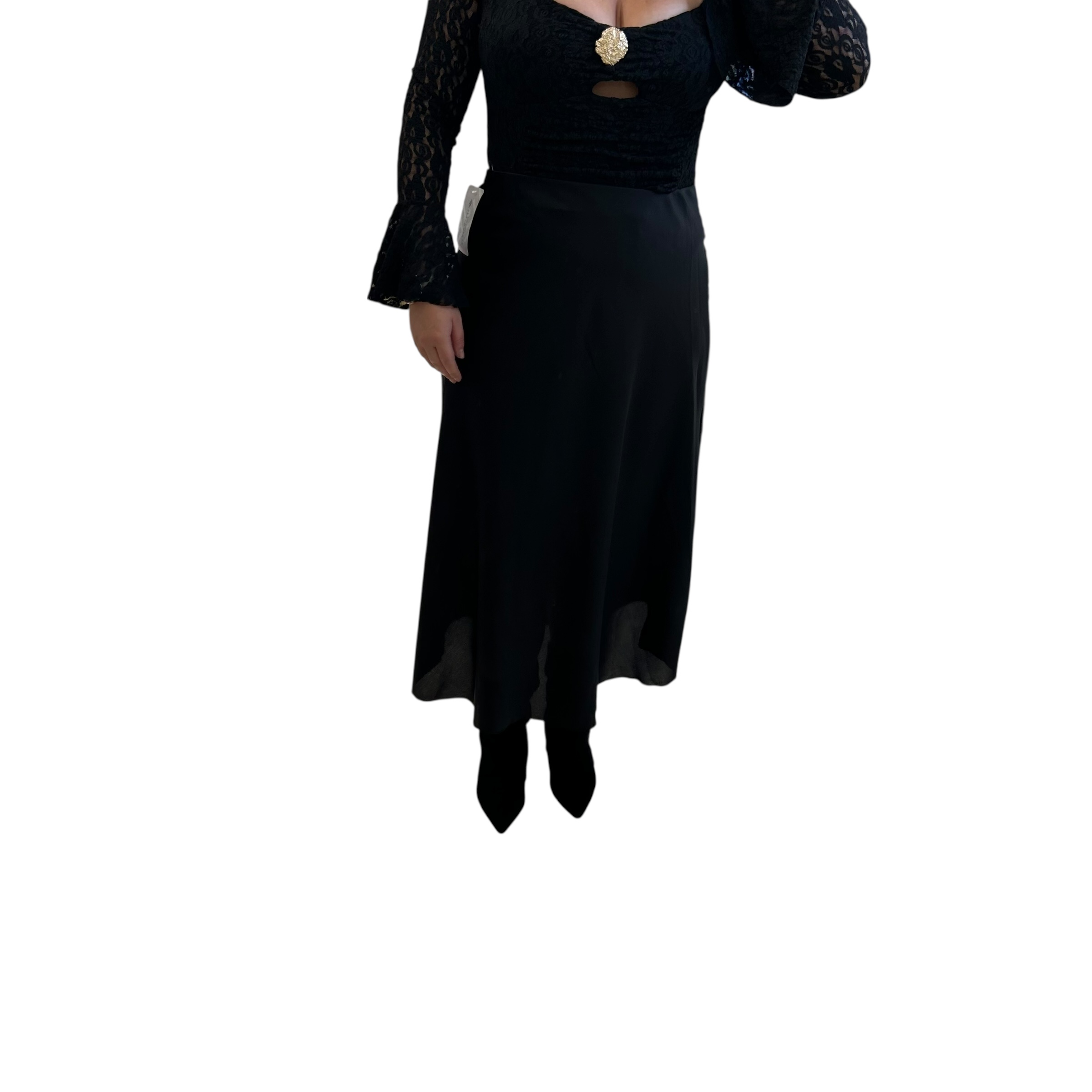 Φούστα σατέν μαύρο Midi