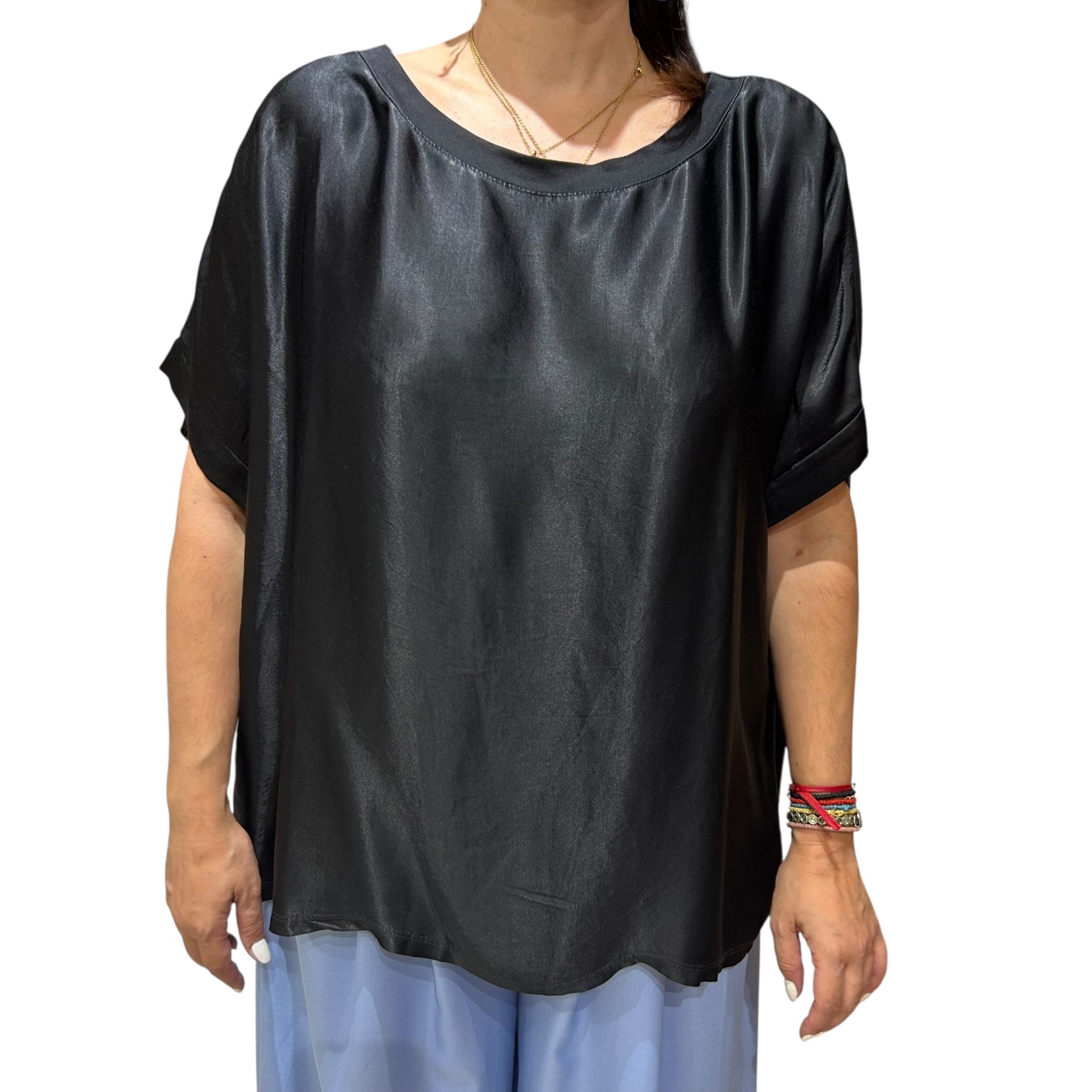 Μπλούζα plus size με μανίκι μαύρο