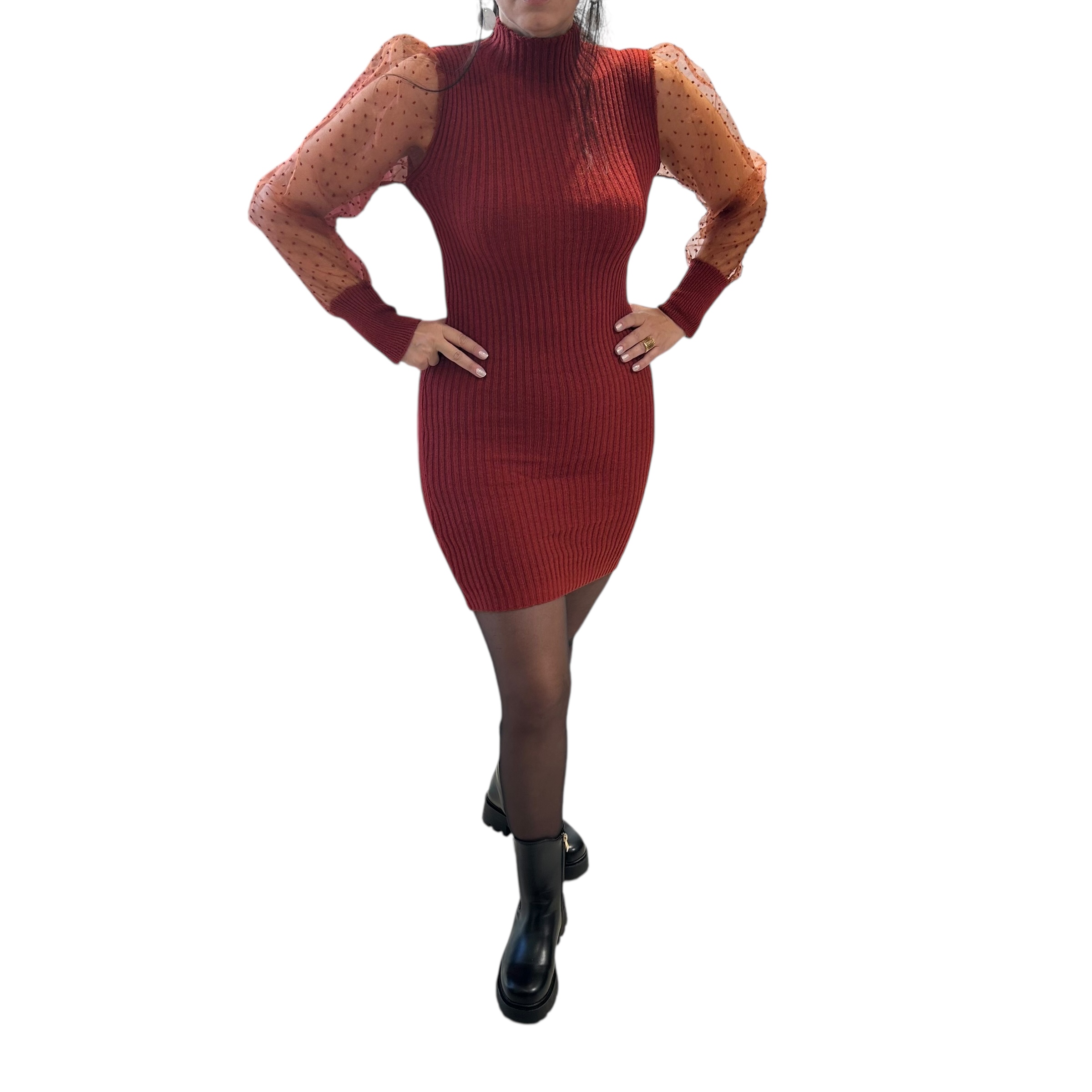 Φόρεμα πλεκτό μπορντό Φόρεμα πλεκτό μπορντό