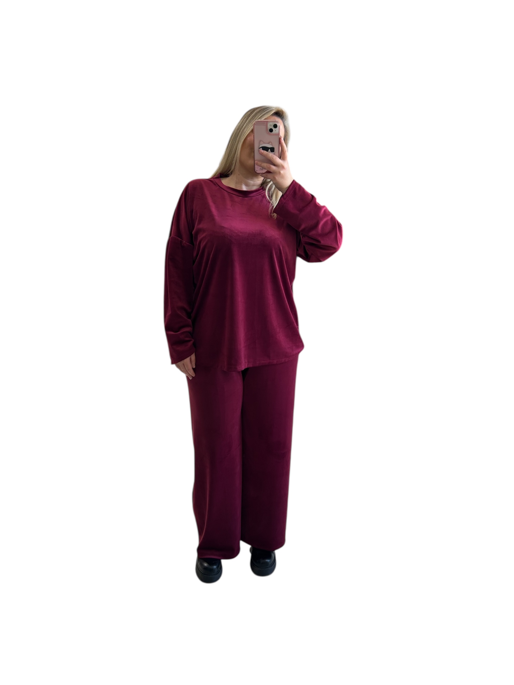 Σετ βελουτέ φόρμα μπορντό