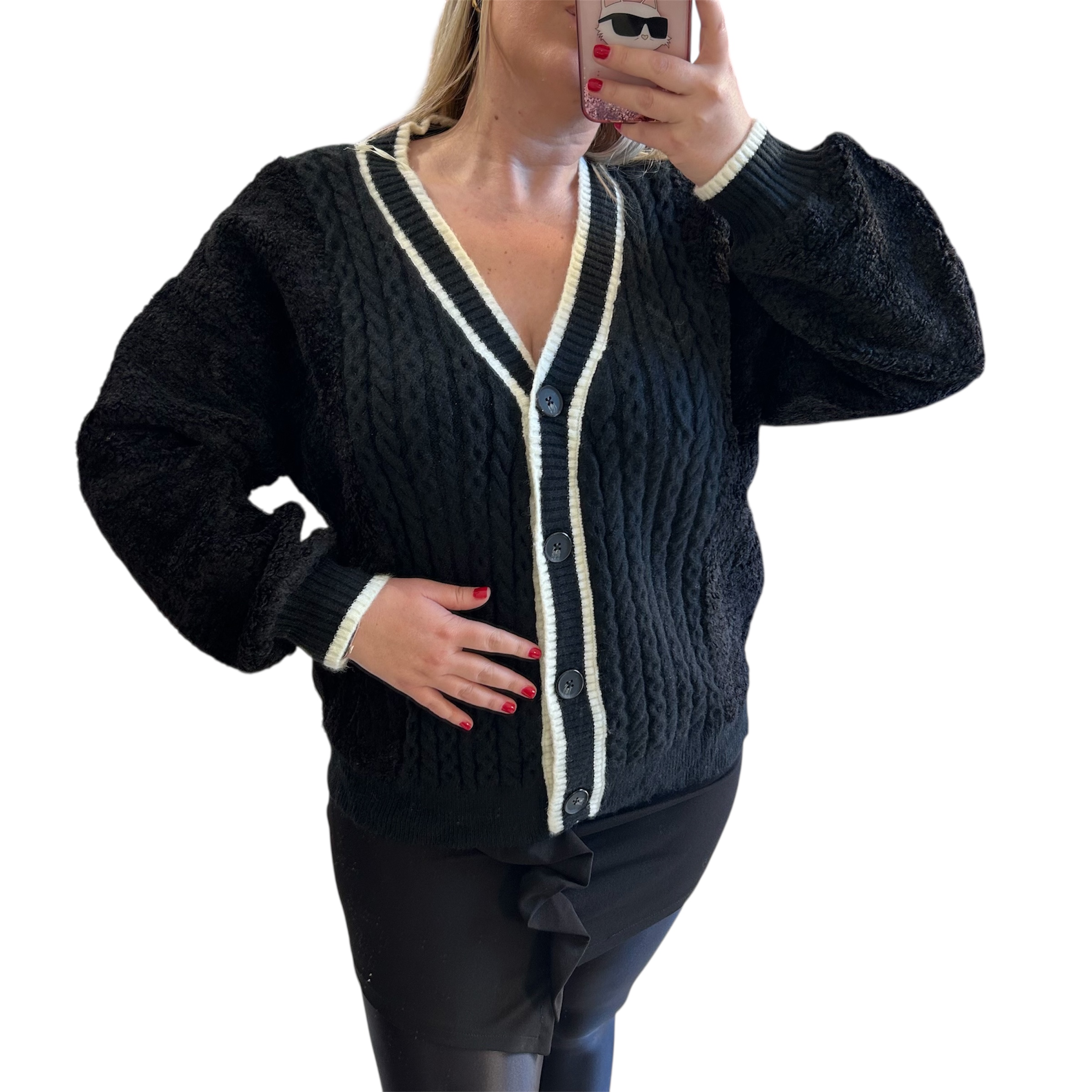 Ζακέτα πλεκτή μαύρη Oversized