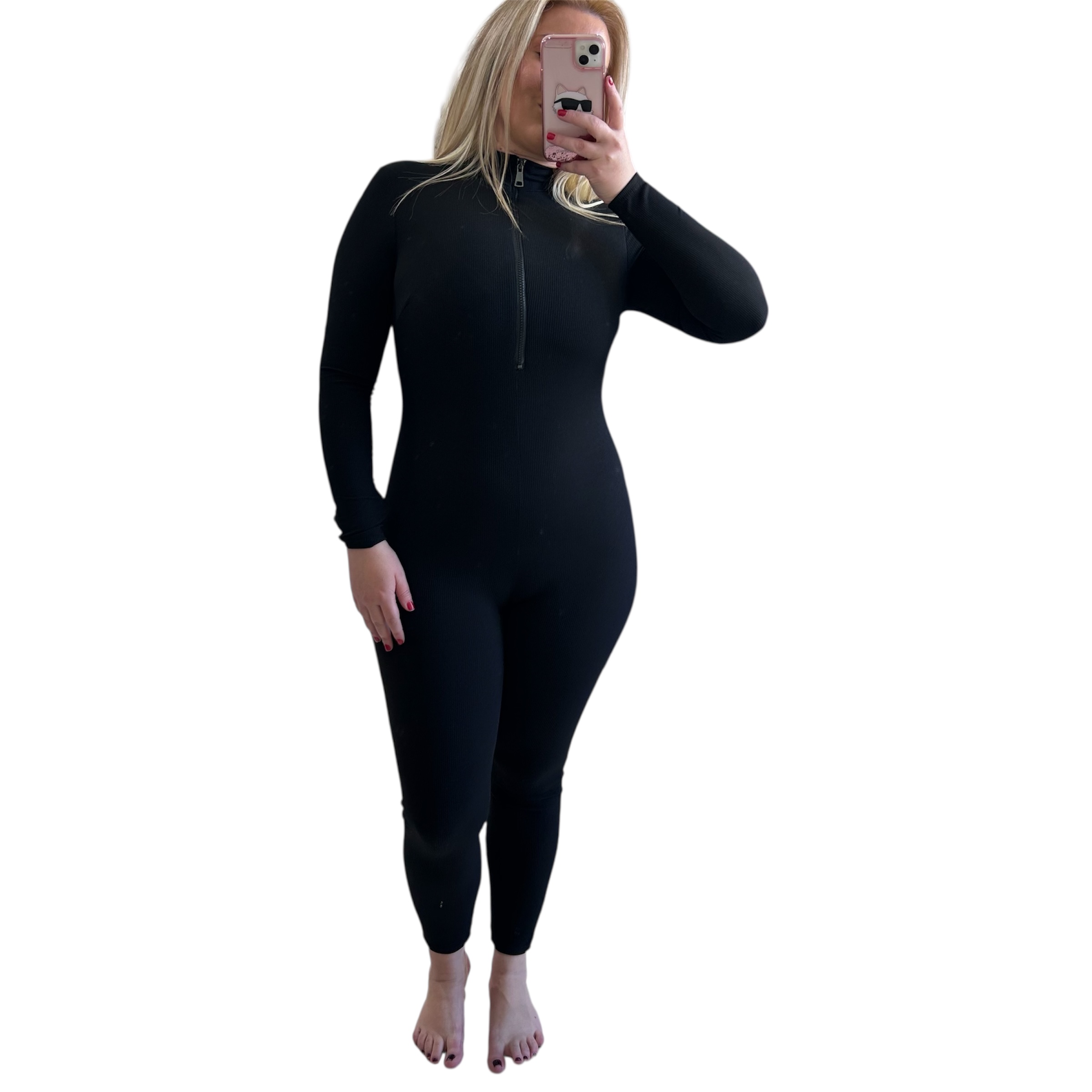 Ολόσωμη φόρμα ριμπ μαύρη