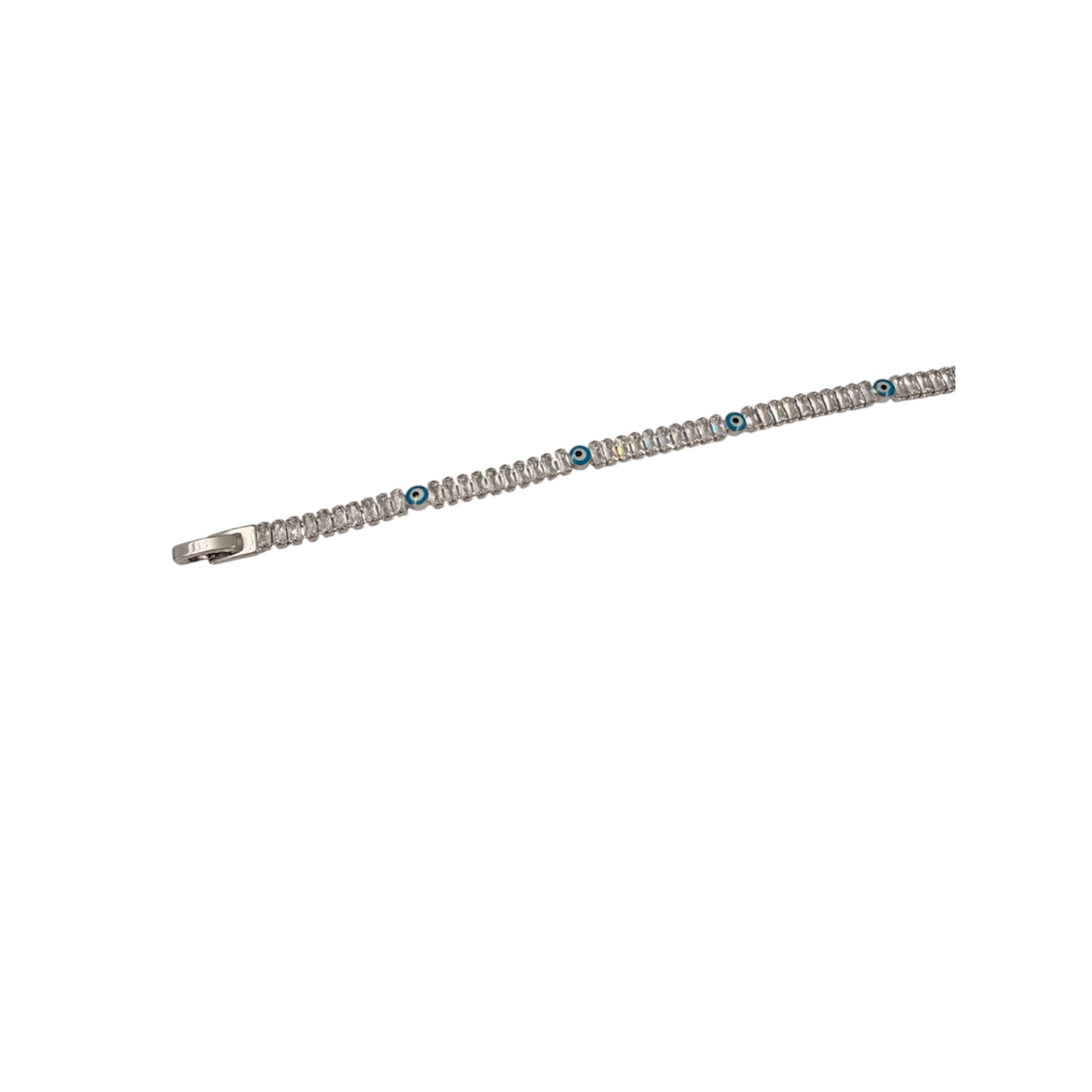 Βραχιόλι ατσάλινο ασημί με ματάκια και στρας