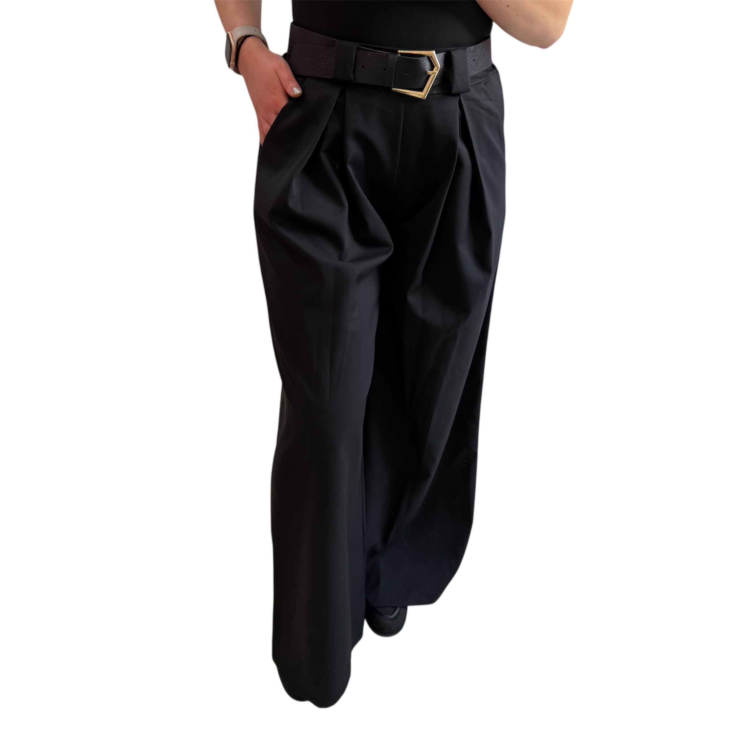 Παντελόνι μαύρο με χρυσή ζώνη