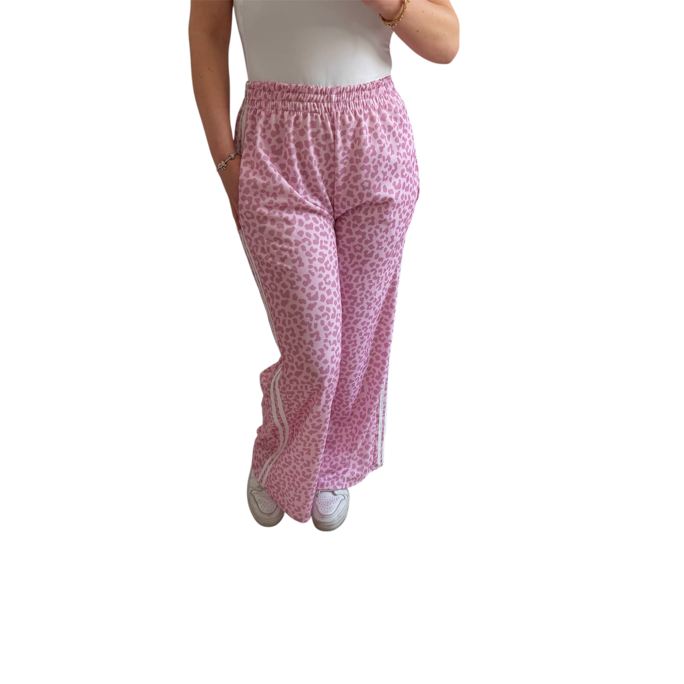 Παντελόνι λεοπάρ ροζ με ρίγα λευκή