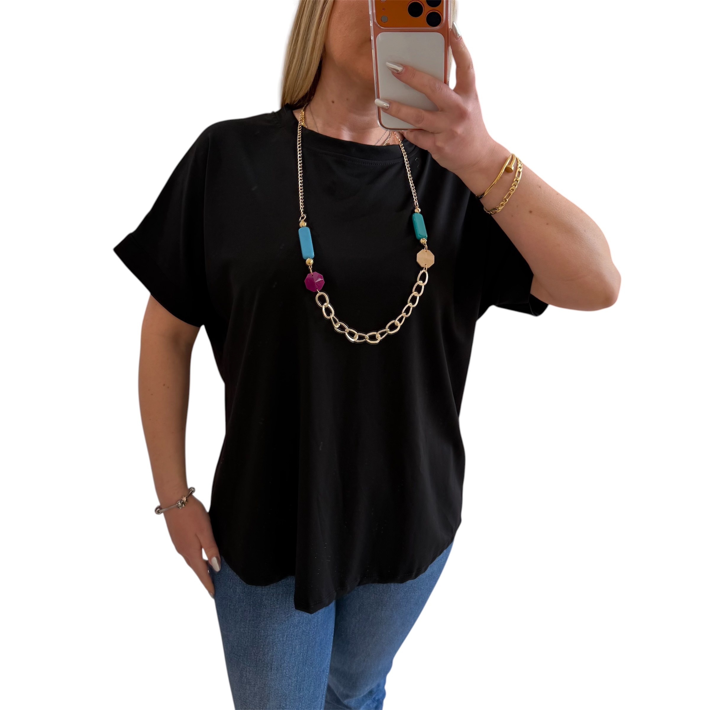 Μπλούζα μαύρο με κόσμημα