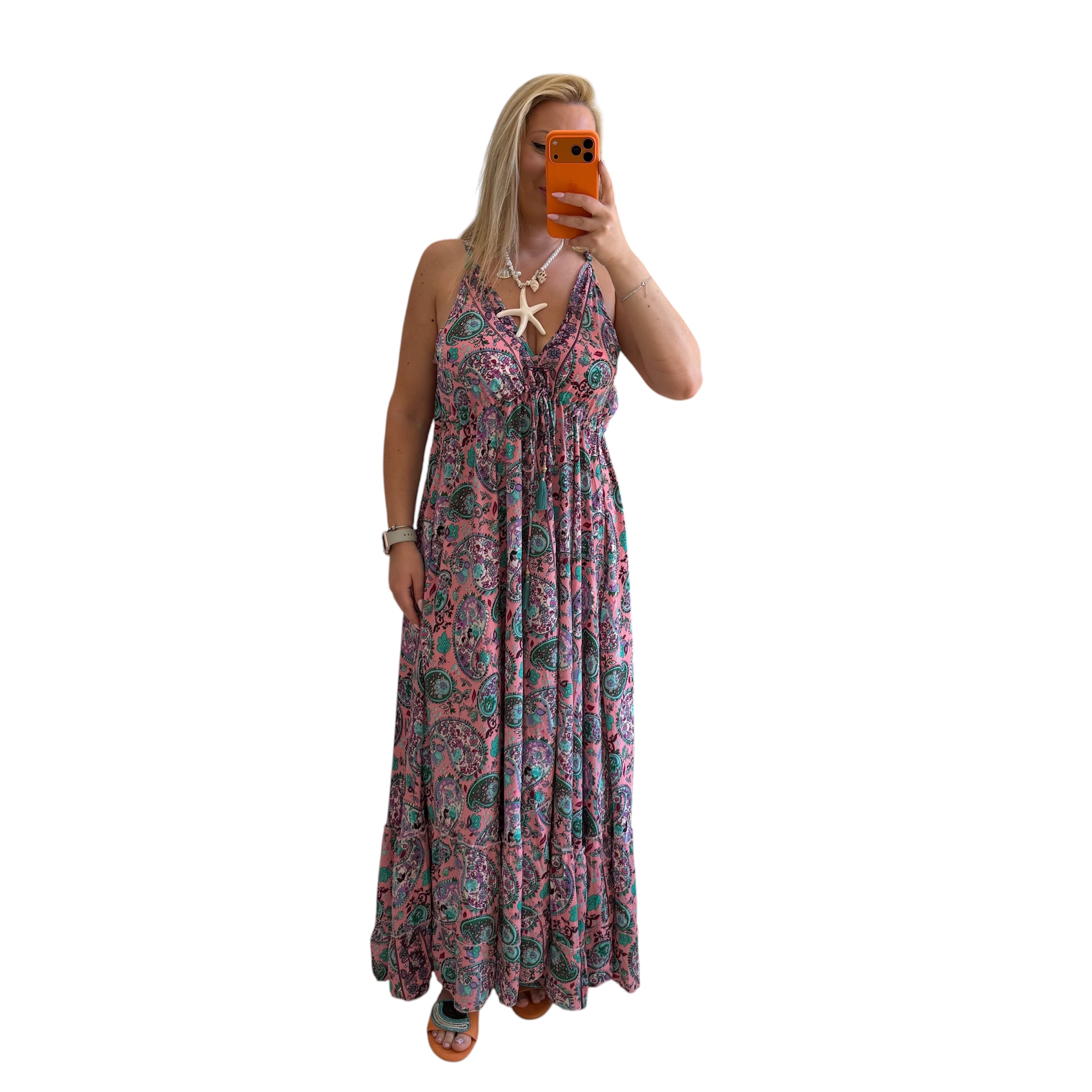 Φόρεμα boho με βολάν