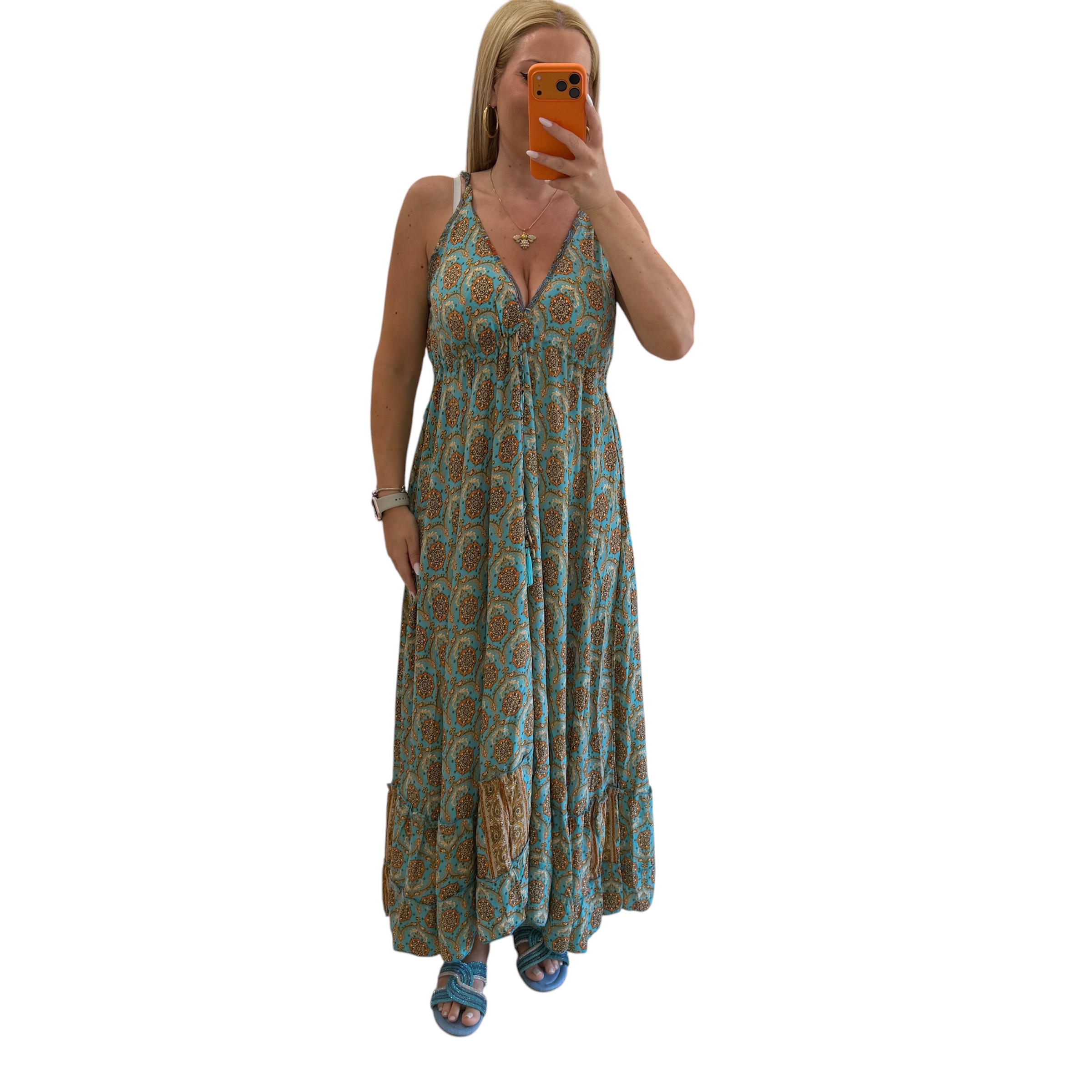 Φόρεμα boho με βολάν στήθος έως 130 εκ