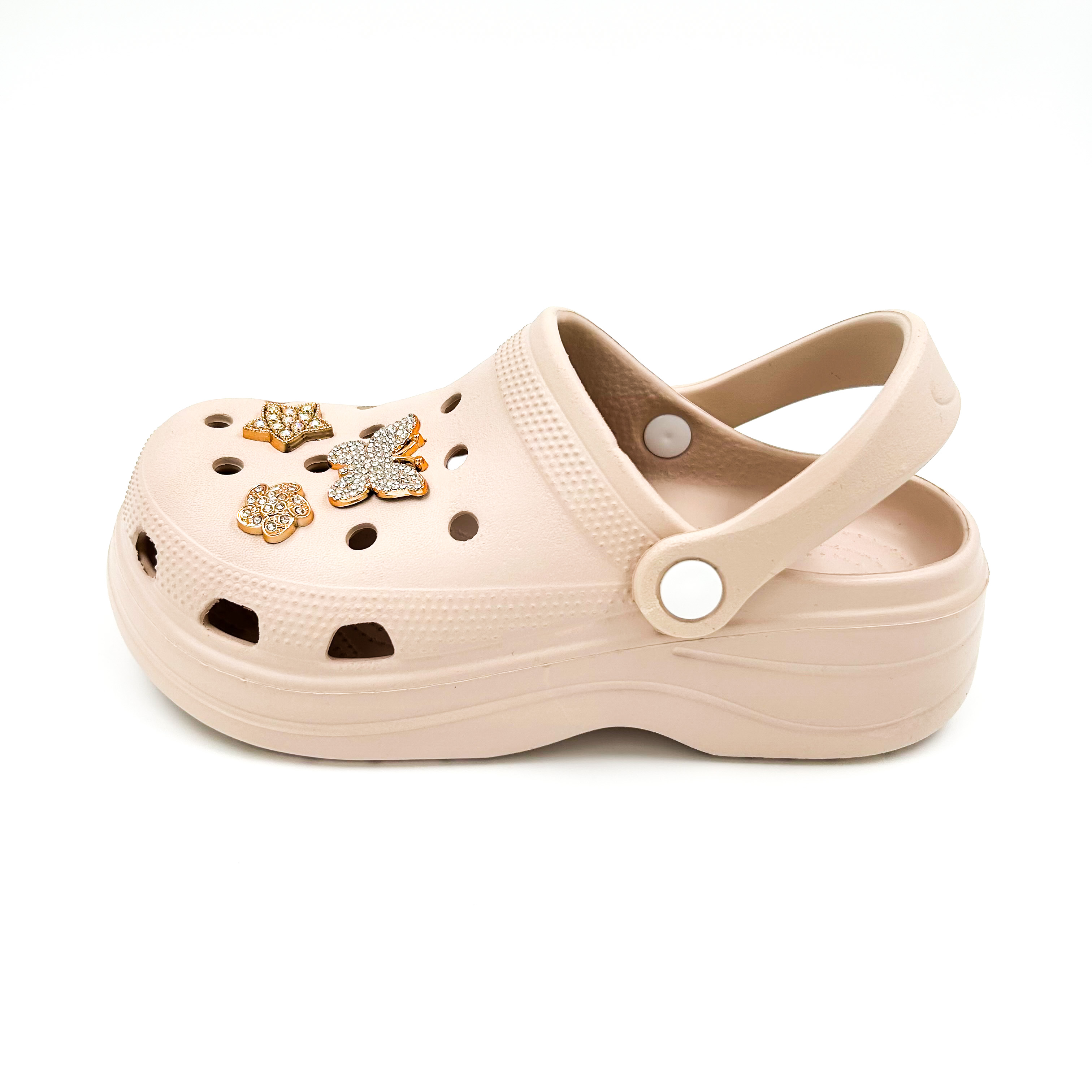 Παντόφλες σαμπό τύπου Crocs μπεζ