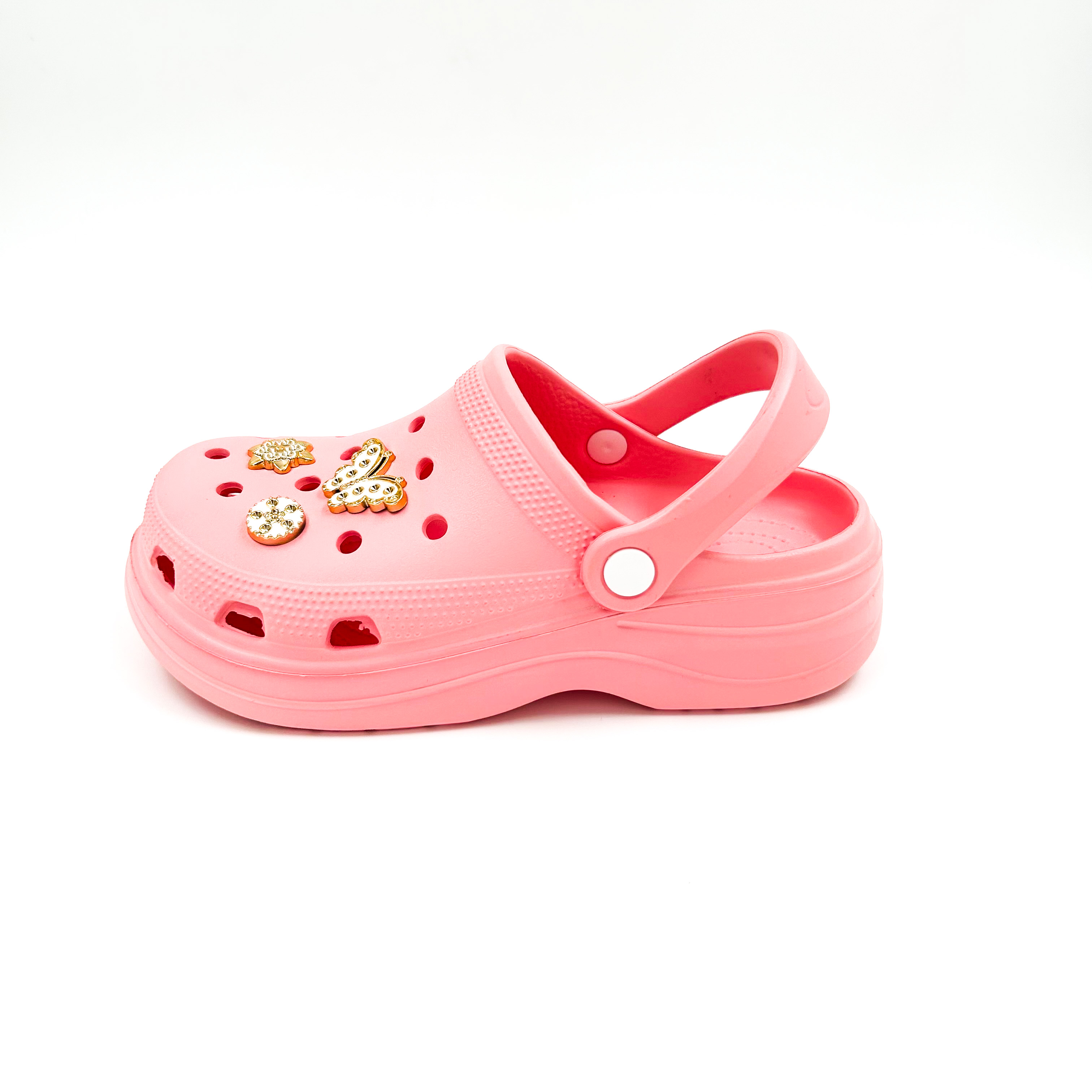 Παντόφλες σαμπό τύπου Crocs ροζ πούδρας