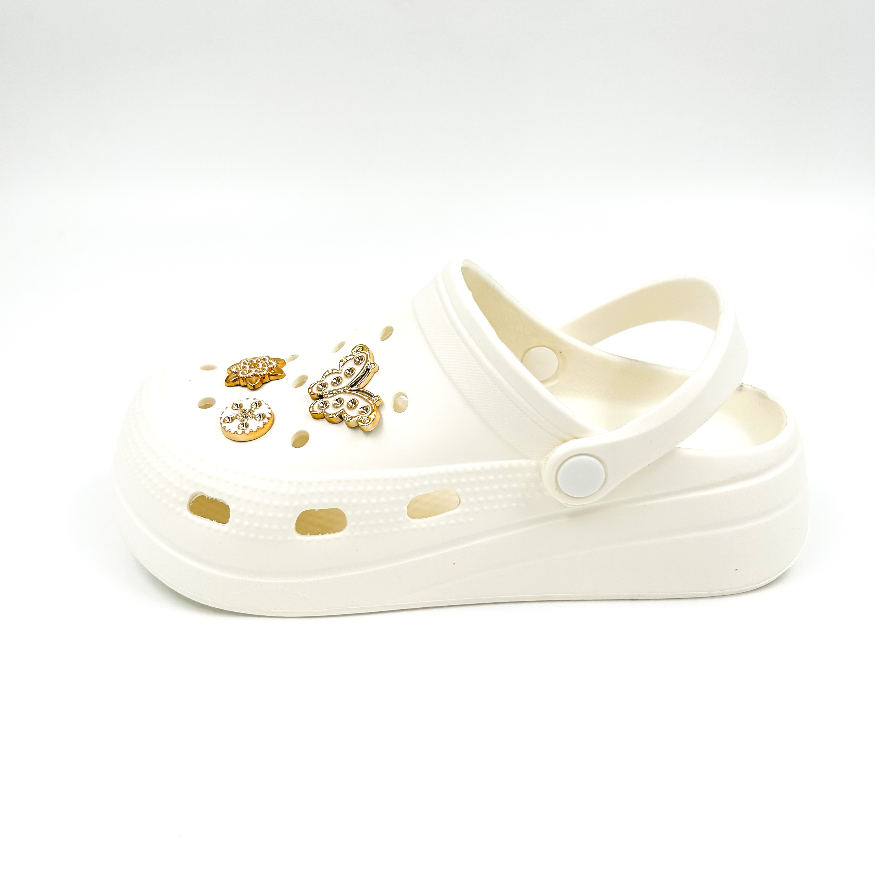 Παντόφλες σαμπό τύπου Crocs λευκό