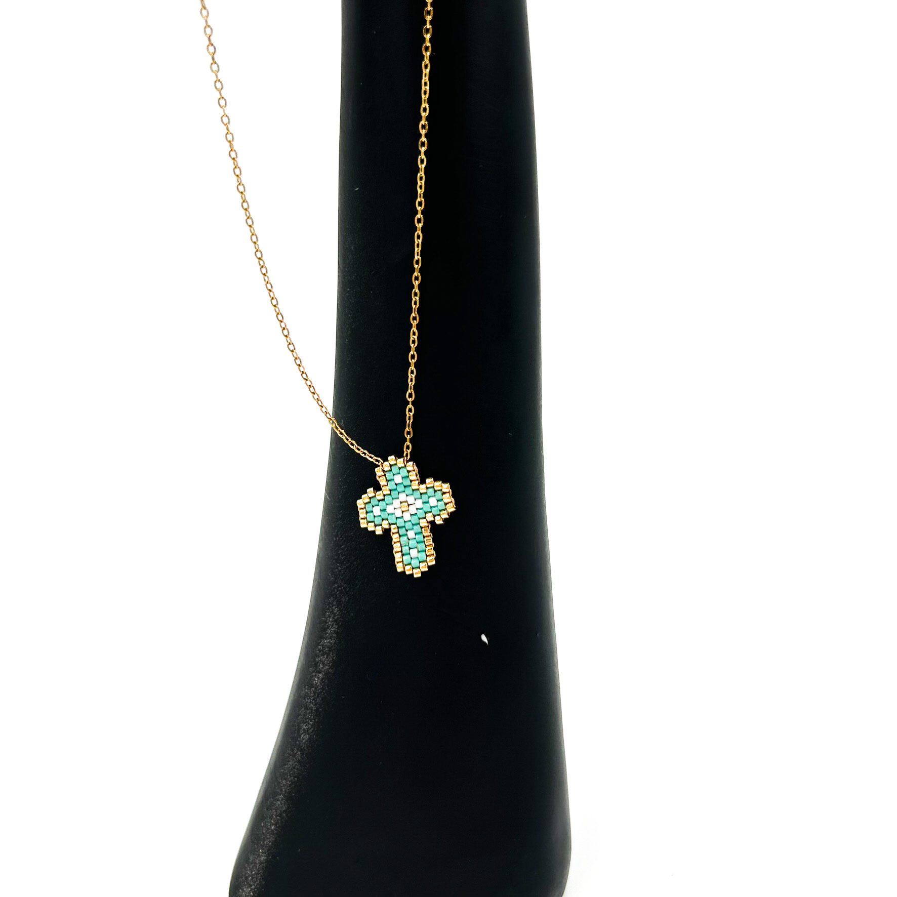 Necklace cross blue