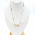 Κολιέ ατσάλινο χρυσό σκυλάκι με στρας και πέρλες