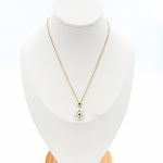 Κολιέ ατσάλινο χρυσό οβάλ αυγό λευκό με ματάκι και στρας