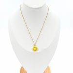 Κολιέ ατσάλινο χρυσό αυγό κίτρινο με ματάκι και στρας