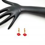 Σκουλαρίκια ατσάλινα χρυσά κρικάκια red lips