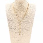 Κολιέ ατσάλινο αλυσίδα λεπτή σε σχήμα Y μισή αλυσίδα με στρας