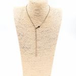 Κολιέ ατσάλινο αλυσίδα λεπτή σε σχήμα Y με σταυρό ασημί και στρας