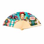Βεντάλια ξύλινη Frida kahlo πετρολ
