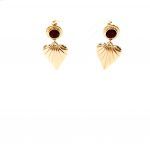 Σκουλαρίκια χρυσή καρδιά κρεμαστά με μπορντό πέτρα 