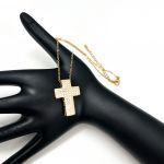 Κολιέ σταυρός με στρας ατσάλινο χρυσό