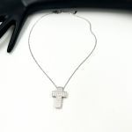 Κολιέ σταυρός με στρας ατσάλινο ασημί