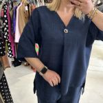 Σετ παντελόνα με μπλούζα μπλε σκούρο