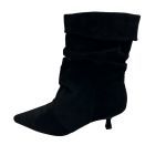 Μποτάκι σουέτ μαύρο kitten heel