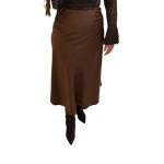 Φούστα σατέν καφέ Midi 