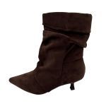 Μποτάκι σουέτ καφέ kitten heel