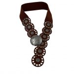 Ζώνη καφέ με ασημί αγκράφα Bohemian style