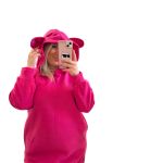 Φούτερ με κουκούλα μπλουζοφόρεμα φούξια