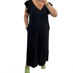 Ολόσωμη φόρμα με βολάν στα μανίκια μαύρο