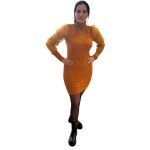 Φόρεμα μουσταρδί πλεκτό Φόρεμα μουσταρδί πλεκτό