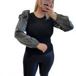 Μπλούζα μαύρη με διαφάνεια στα μανίκια