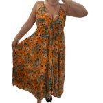 Irene Vilou Φόρεμα πορτοκαλί boho με βολάν 